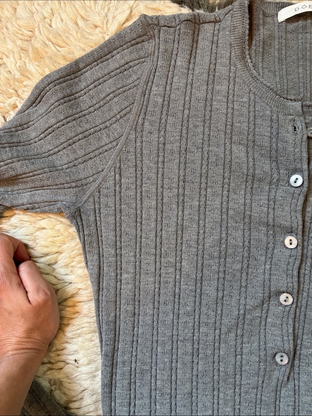 Doen Light Gray Ribbed Button-Front Top - Picture 10 of 17